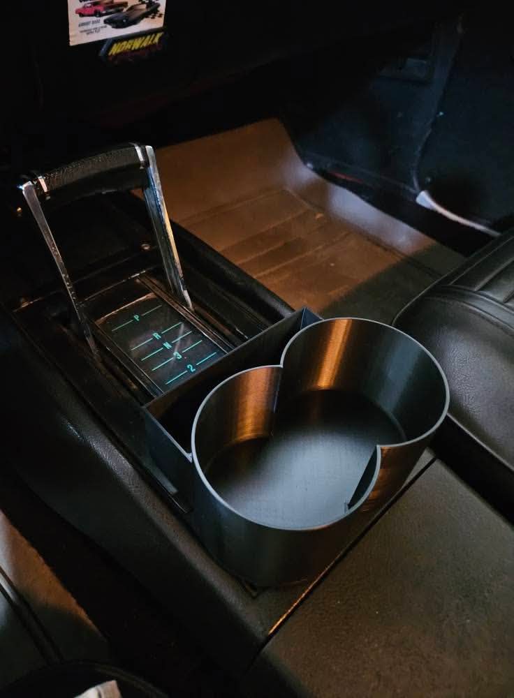 1968-1969 Camaro Cup Holder for center console and automatic transmission in car installed normal install does not block console lid
